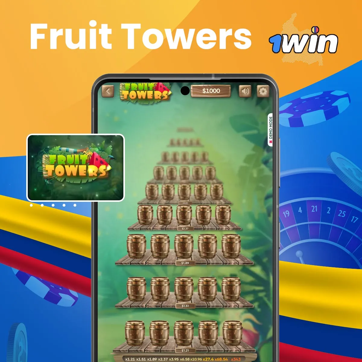 Juega a Fruit Towers en 1win Casino en Colombia
