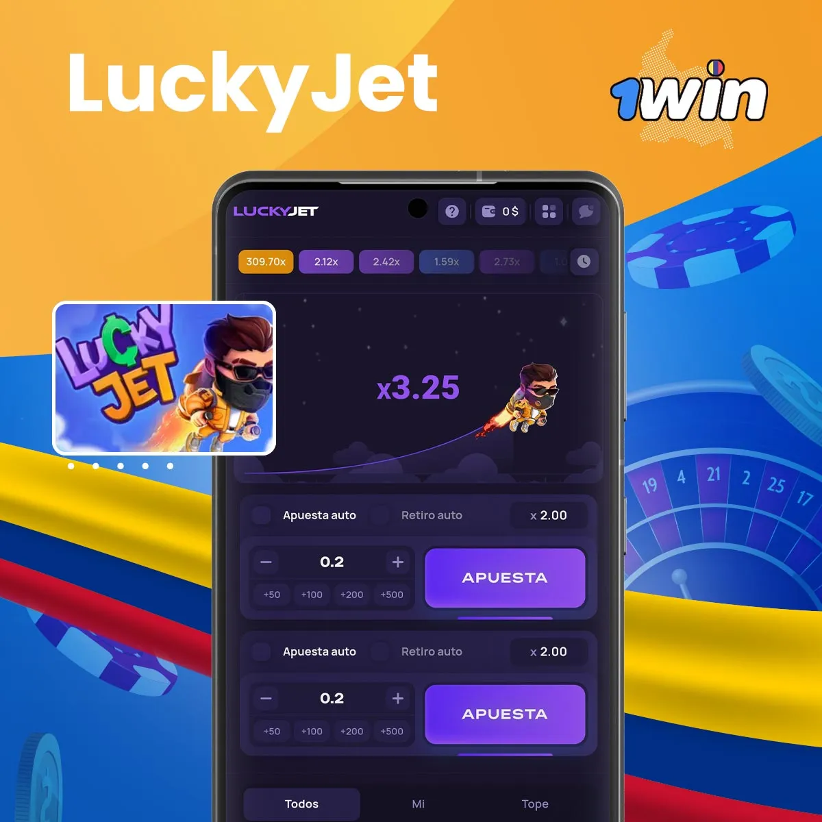 Juega a Lucky Jet en 1win Casino en Colombia