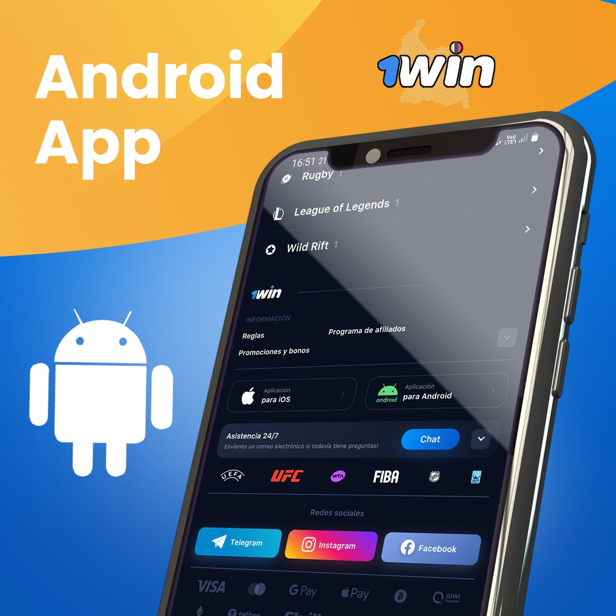Instrucciones paso a paso para descargar la app móvil de 1win para android