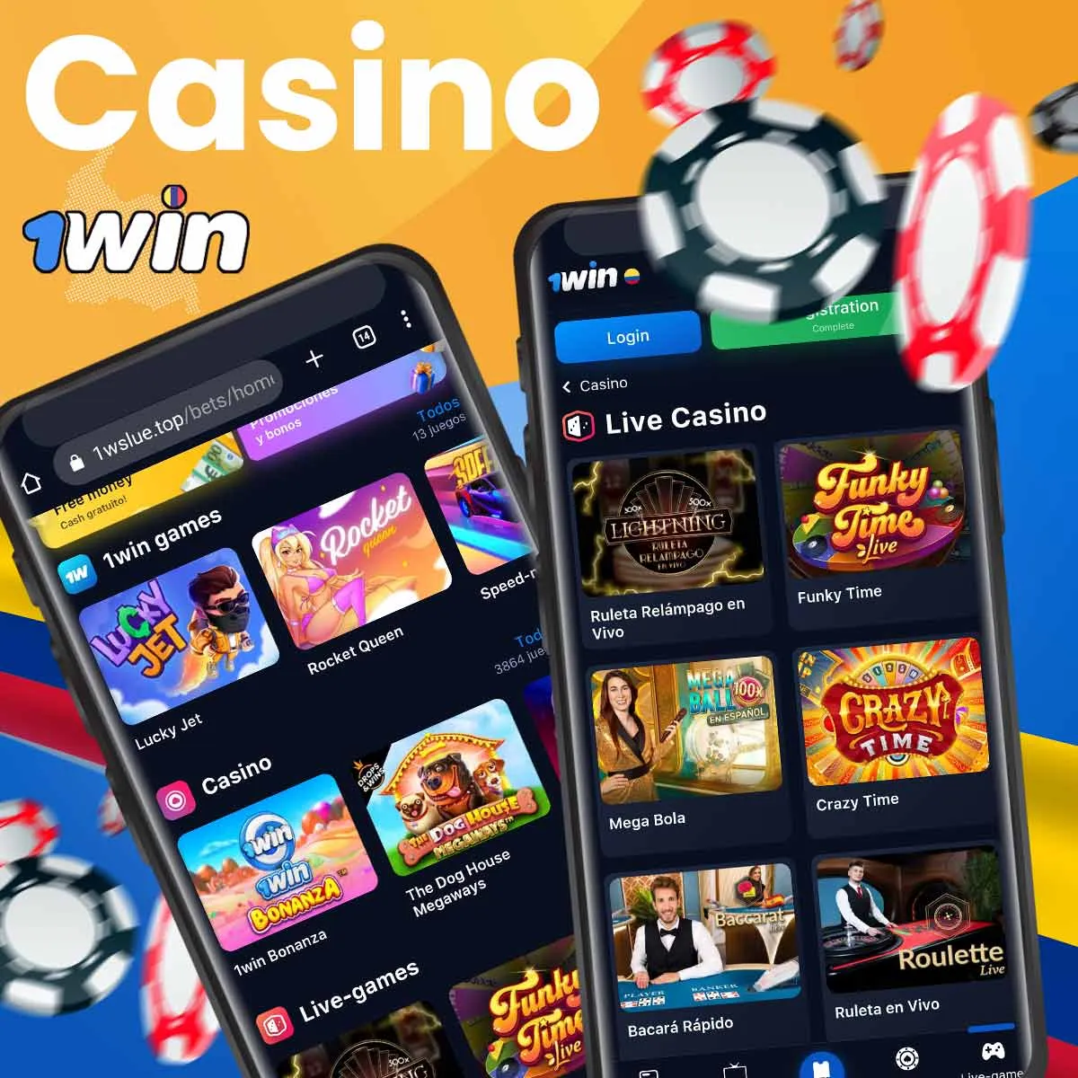 Amplia gama de juegos de casino en la aplicación móvil 1win