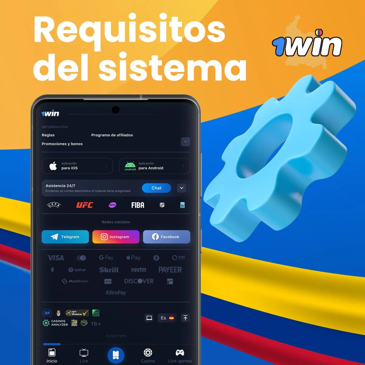 ¿Cuáles son los requisitos del sistema para la aplicación móvil 1win para Android?