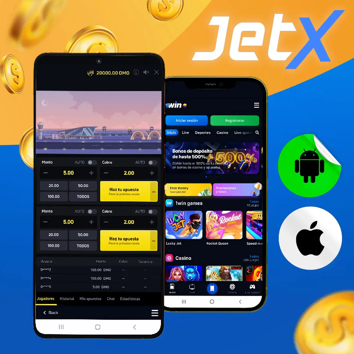 ¿Cómo se juega a JetX en la aplicación móvil 1win?