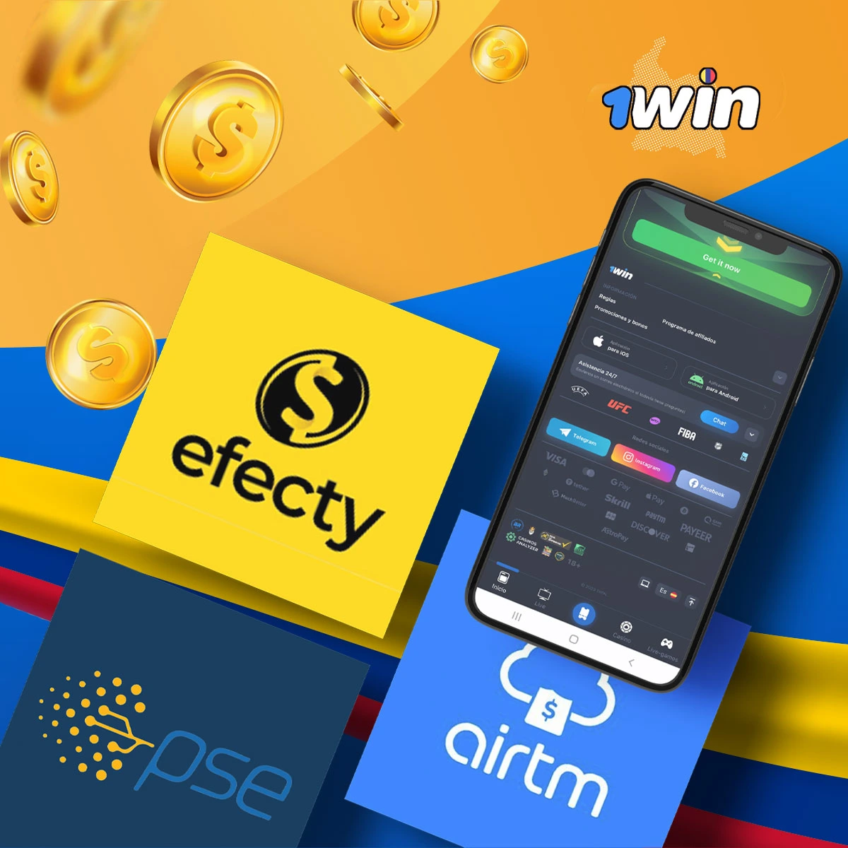Todos los métodos para depositar fondos en 1win Columbia